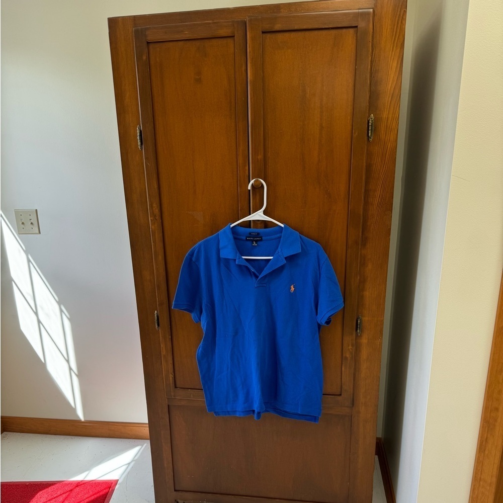 Ralph Lauren mens classic fit polo shirt XL royal blue pink logo